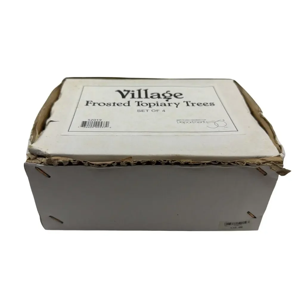 Department 56 Heritage Village 52019 Frosted Topiary Trees Accessory Set Of 4